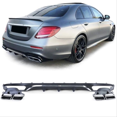 MERCEDES W213 E SERISI IÇIN E63 SILVER DIFÜZÖR &amp; EGZOZ SETI(AMG UYUMLU) 2017+ &amp; SILVER EGZOZ ILE